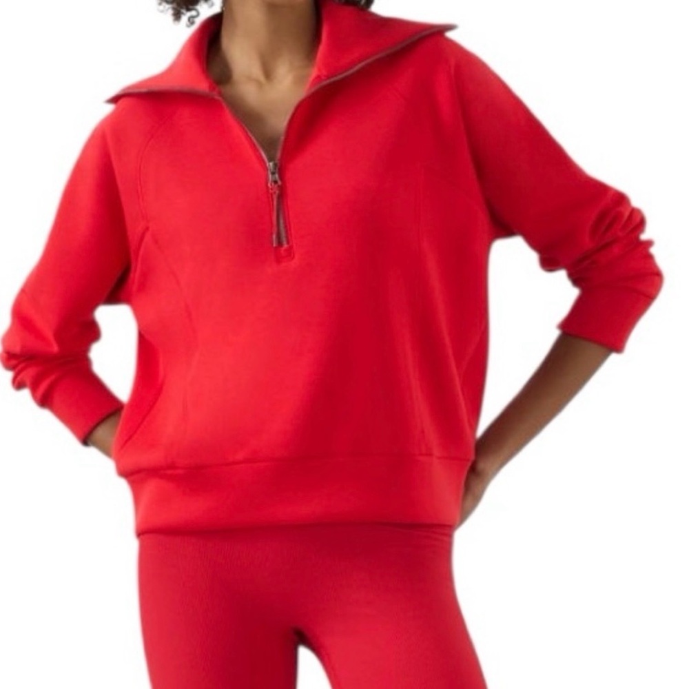 Spanx Airessentials Soft Red Half Zip Pullover Sc… - image 1
